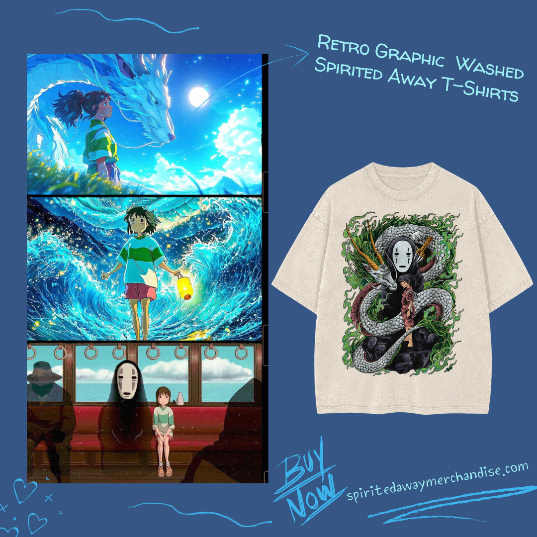 Retro Graphic PTTT2805 Washed  Spirited Away T-Shirts